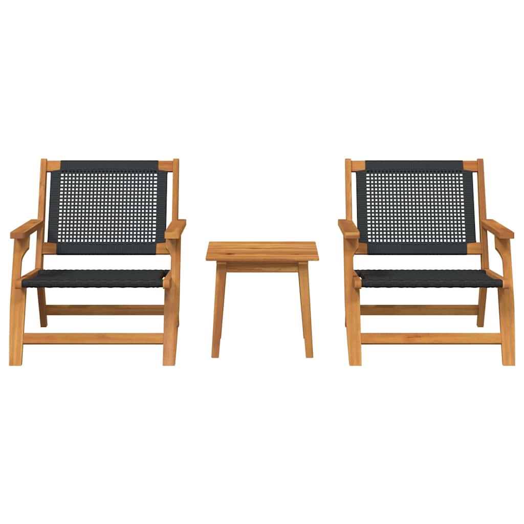 Garden Chairs with Table 3 pcs Black 45 x 45 x 40 cm